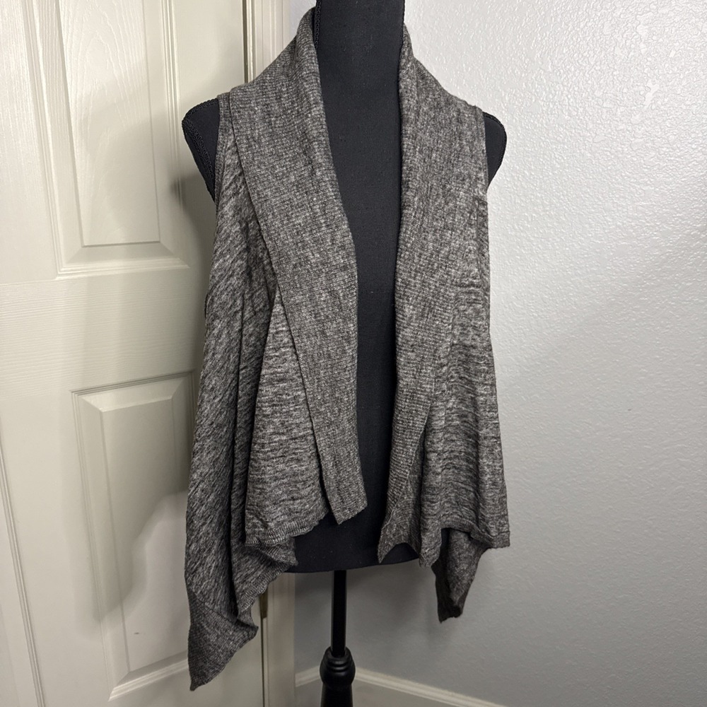 Gap Wool Alpaca Waterfall Cardigan Vest Small Gray Open Front Draped Shawl